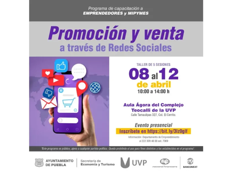 Ayuntamiento de Puebla impartirá capacitaciones a emprendedores y Mipymes.