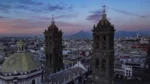 Vista aérea de la Catedral de Puebla.