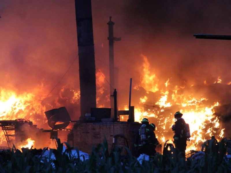 Voraz incendio consume recicladora en San Miguel Canoa