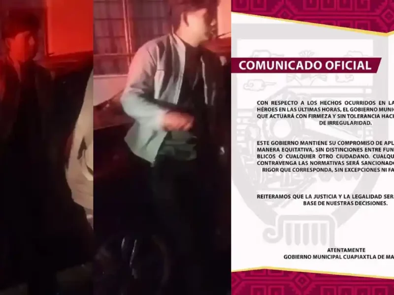En estado de ebriedad, regidor de Cuapiaxtla de Madero chocó contra varios vehículos.