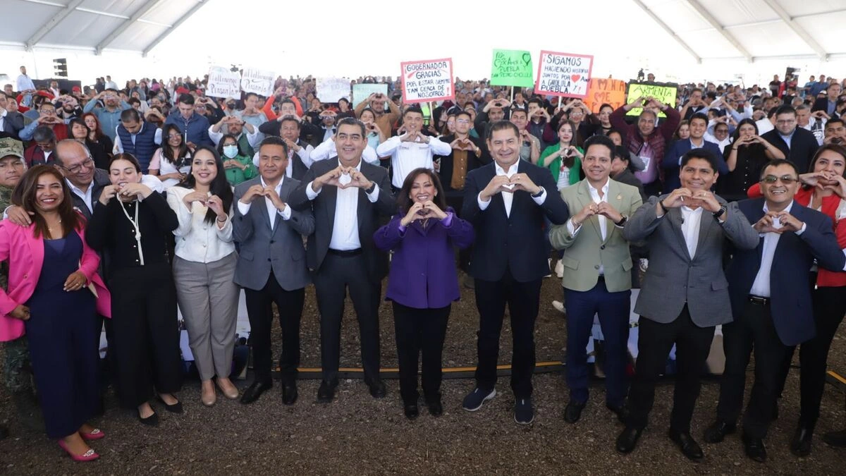 Reaparece Sergio Salomón para inaugurar el Distribuidor Puebla-Tlaxcala con Armenta 