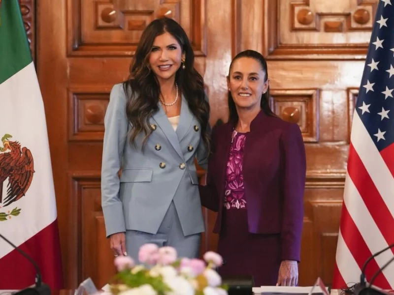 Sheinbaum y Sergio Salomón se reúnen con secretaria de Seguridad Nacional de EU 