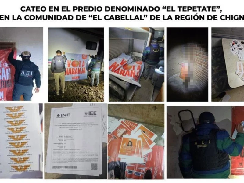 Catean propiedad de "El Moco" en Chignahuapan y encuentran propaganda de la candidata de MC