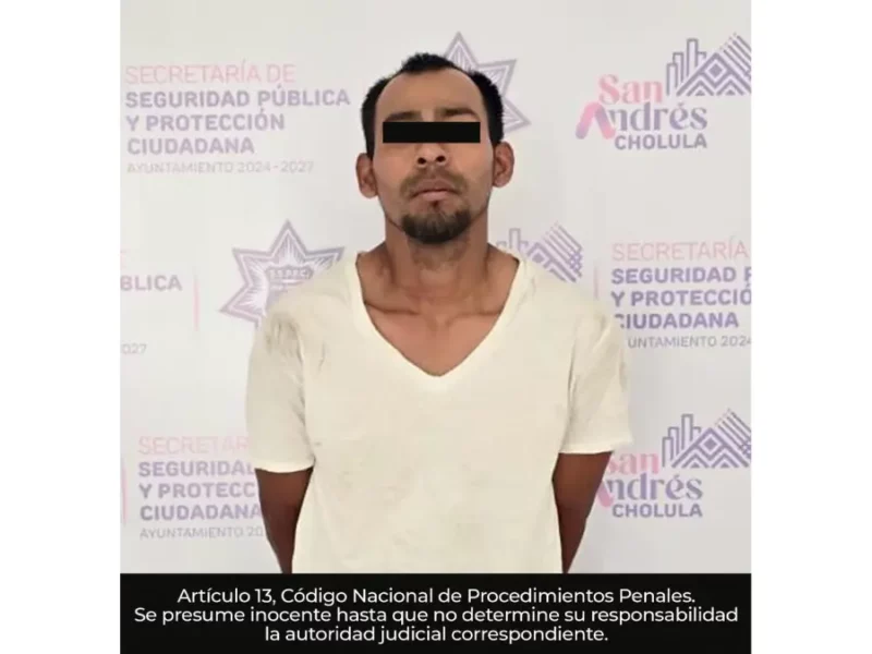 Detiene Policía de San Andrés Cholula a probable responsable de delitos contra la salud