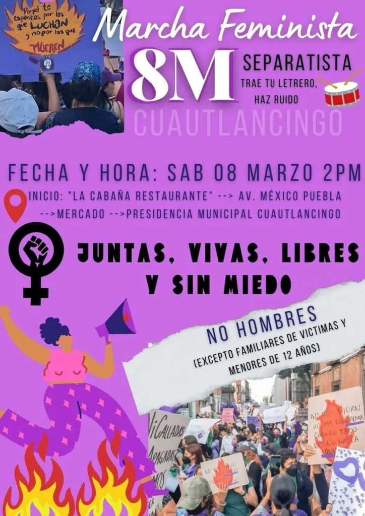 En la zona de Cuautlancingo organizaron una marcha separatista por el Día Internacional de la Mujer.  