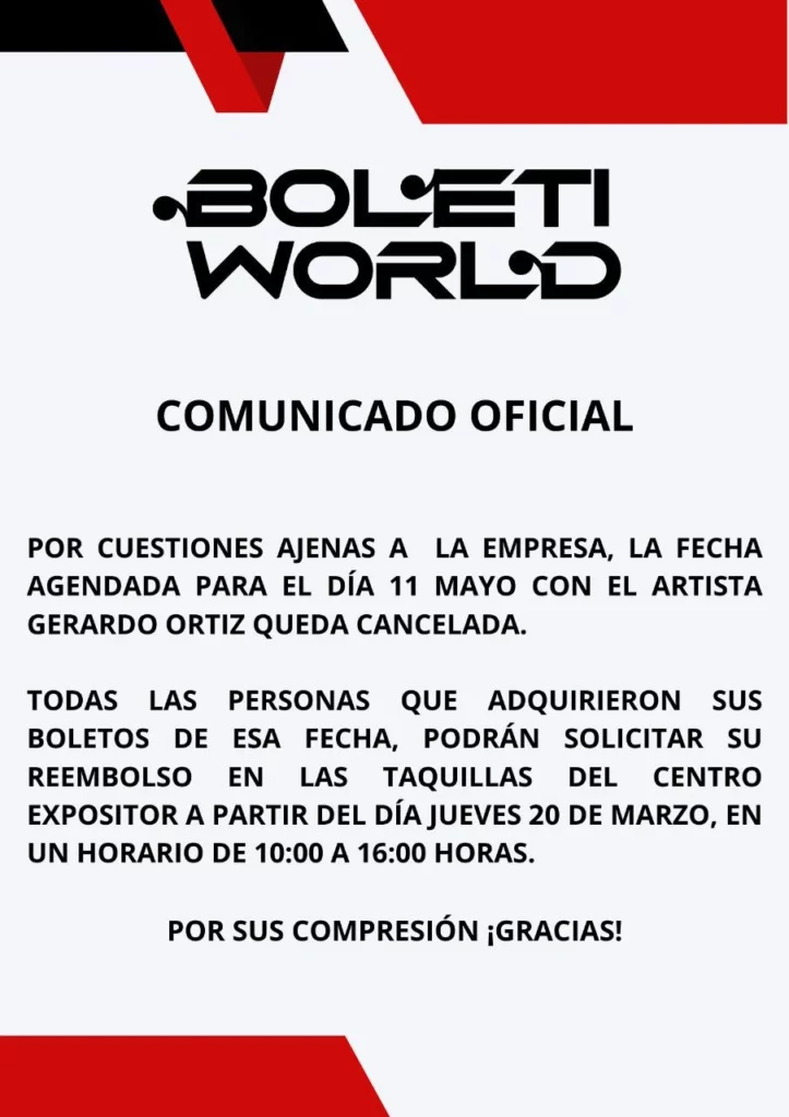 La presentación del cantante estaba programada para el día 11 de mayo, el último día de la feria estatal.