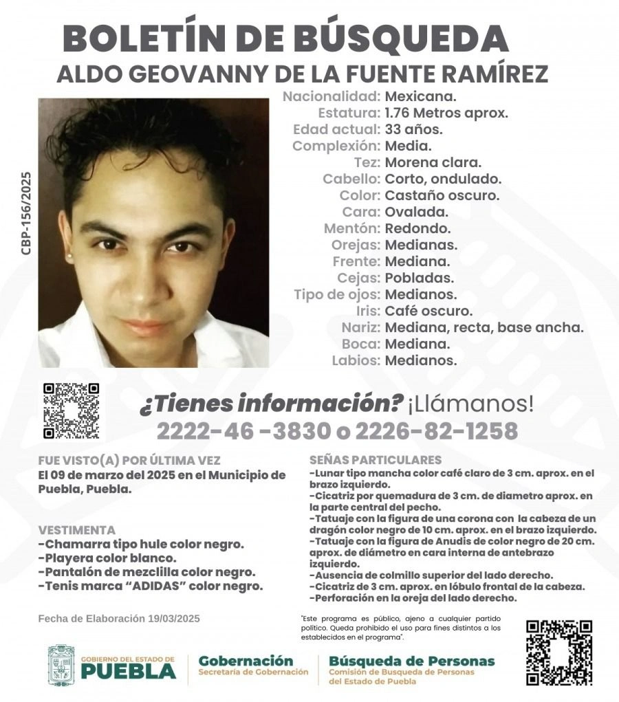 Aldo Geovanny de la Fuente Ramírez es uno de los ejecutados en la zona de Los Fuertes en Puebla.