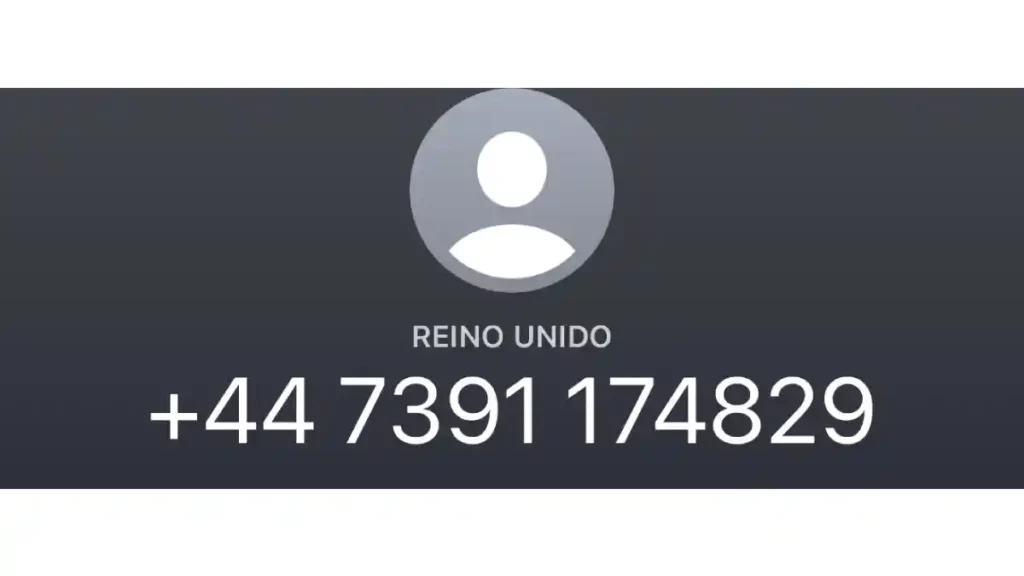 Captura de pantalla con una llamada proveniente de Reino Unido.