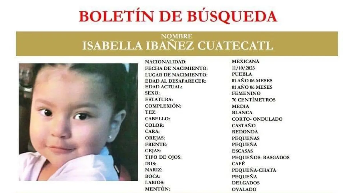 La niña Isabella Ibáñez fue sustraída del Centro de Convivencia Familiar en Puebla