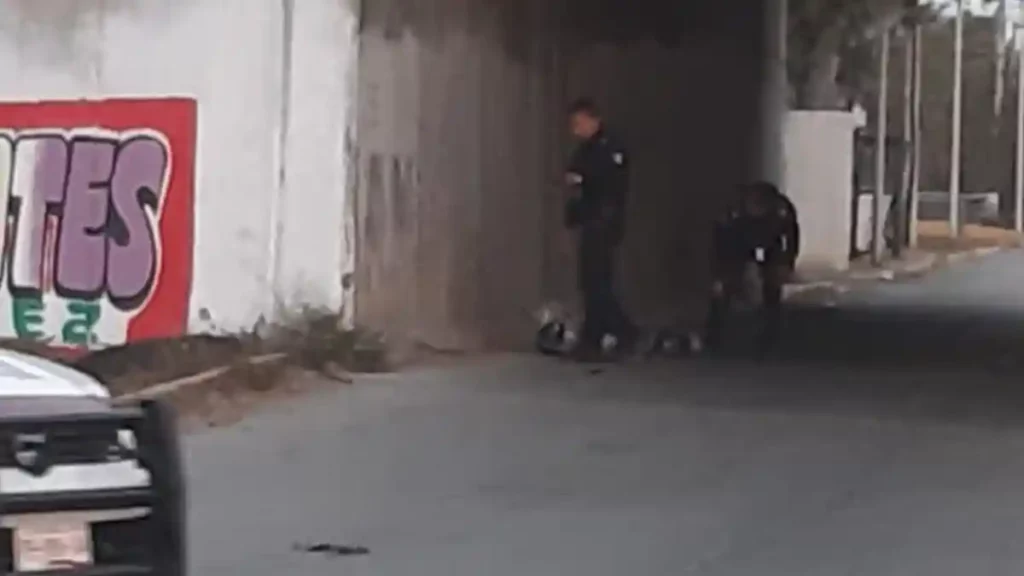Momento en el que los policías encontraron el cuerpo emplayado.