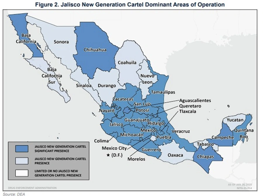 El CJNG tiene más poder en Puebla que el Cártel de Sinaloa, reveló la DEA en una evaluación anual.