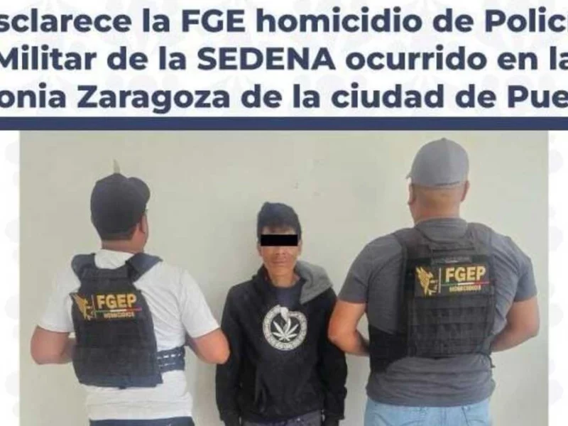 Capturan a presunto asesino de cabo de la Policía Militar en Puebla