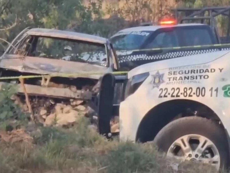 Hallan cuerpo calcinado dentro de un vehículo en San Pablo del Monte, Tlaxcala
