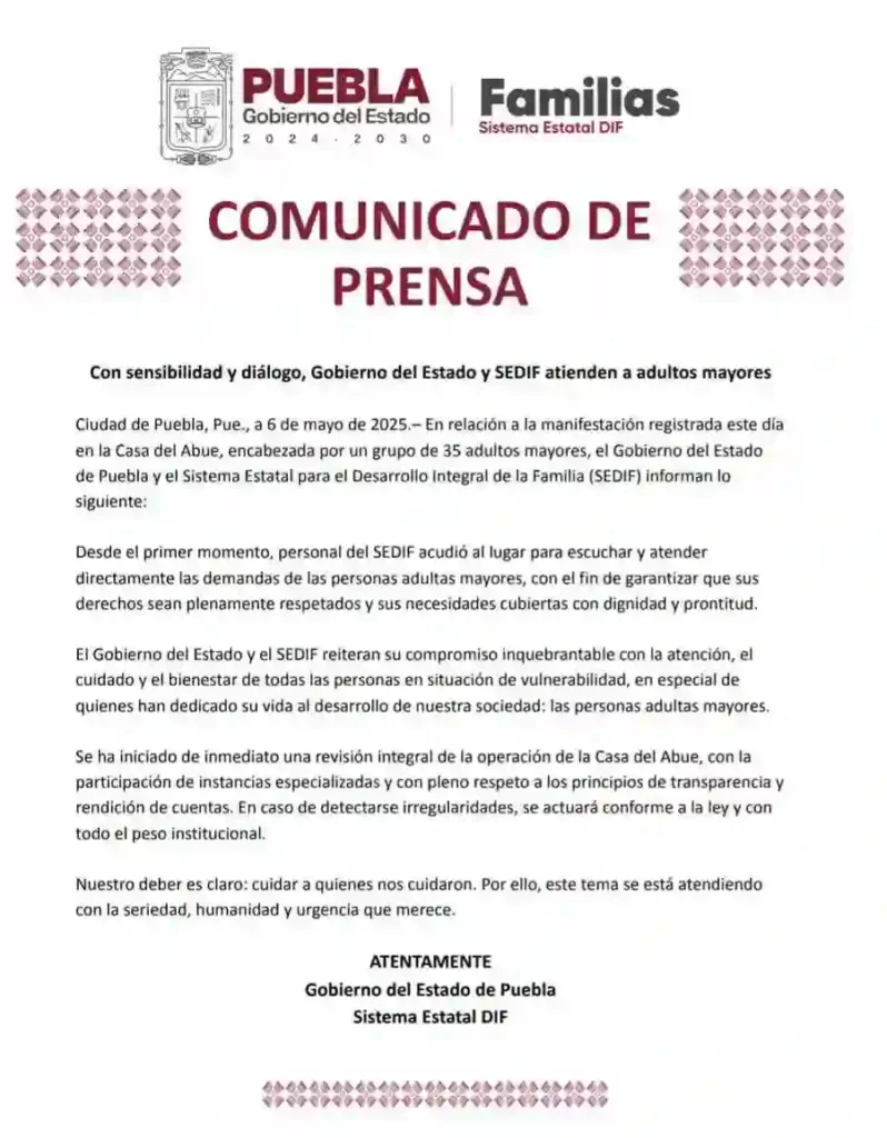 El DIF atienda las demandas de la Casa del Abue en Puebla.
