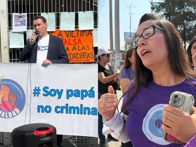 Francés y poblana pelean la custodia de su hija frente a Casa de Justicia 