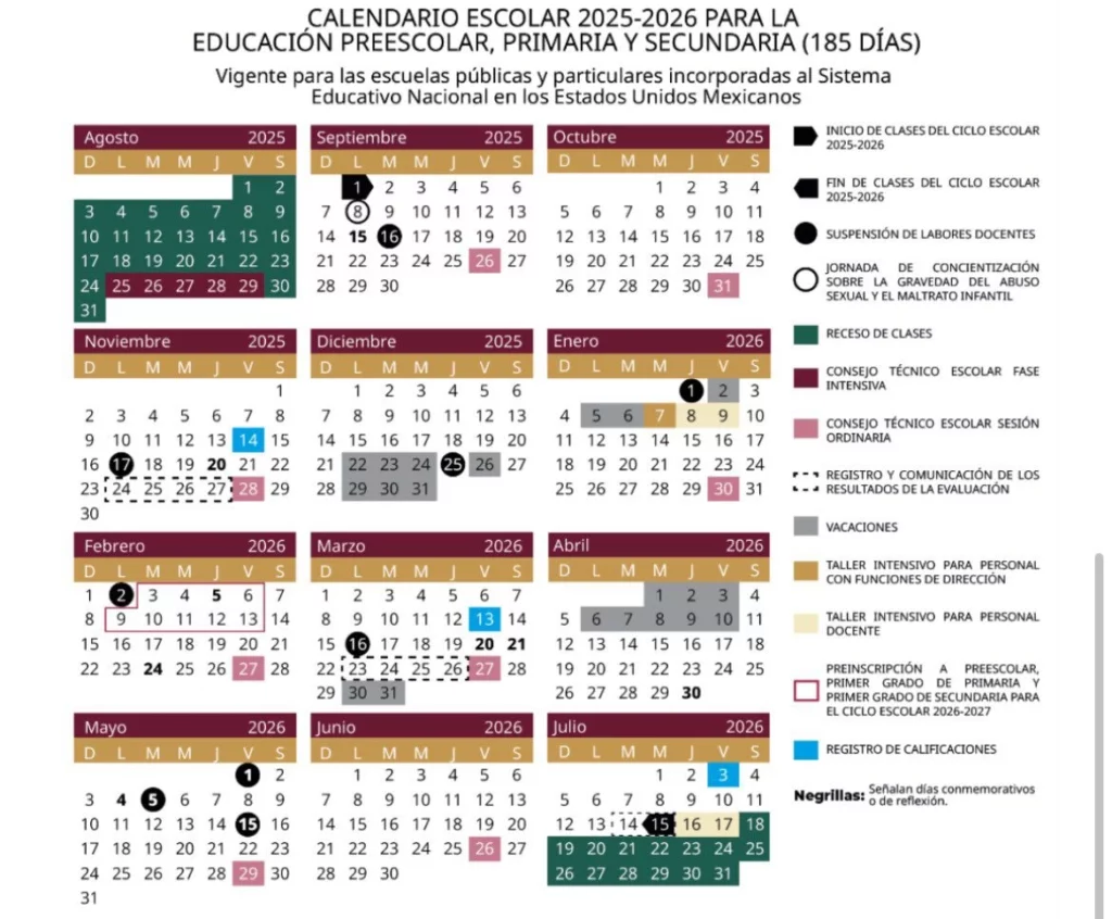 Ya se dio a conocer el calendario de la SEP para el ciclo escolar 2025-2026. 
