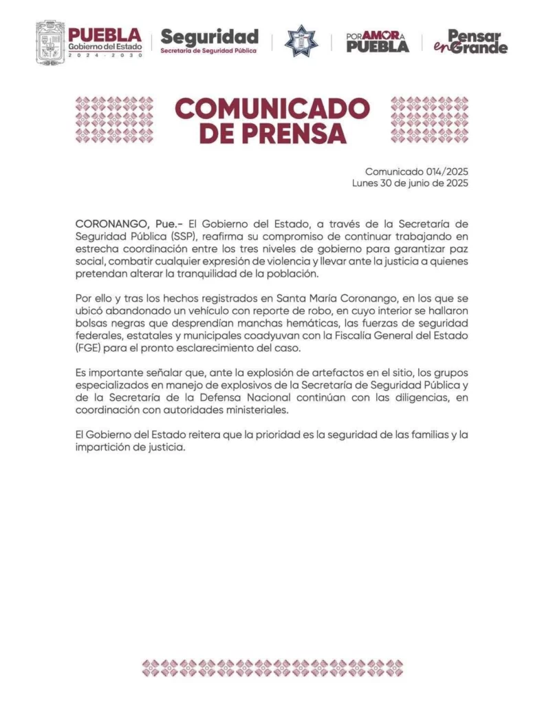 La Operativa Barredora armó una emboscada en Puebla. Abandonó un cuerpo al interior de un vehículo con reporte de robo en Coronango y cuando los policías y agentes ministeriales llegaron, detonaron dos explosivos.