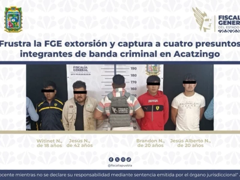 Suman siete detenidos por secuestro entre mayo y junio en Puebla