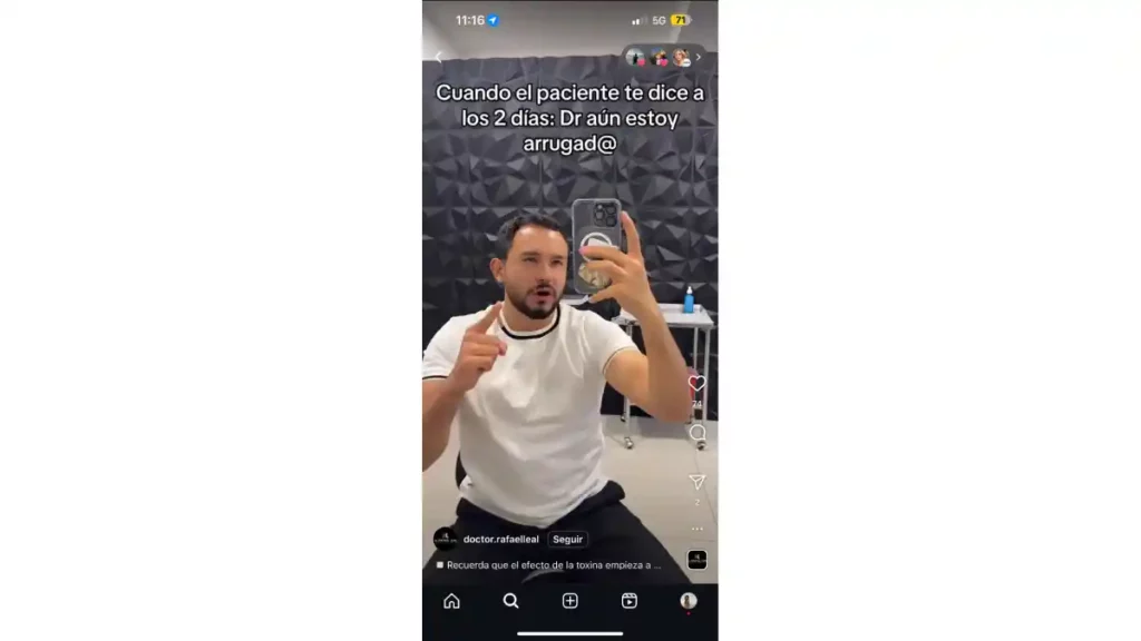 Captura de pantalla de un tiktok sobre una cirugía estética del doctor Rafael Leal.