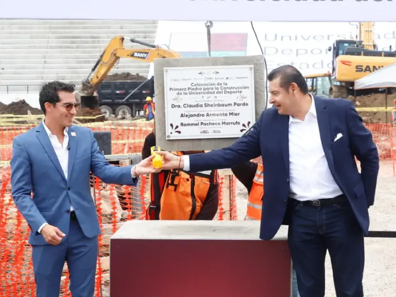 En Puebla se hacen las cosas bien, reconoce Rommel Pacheco, al arrancar construcción de Universidad del Deporte
