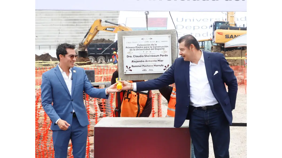 En Puebla se hacen las cosas bien, reconoce Rommel Pacheco, al arrancar construcción de Universidad del Deporte