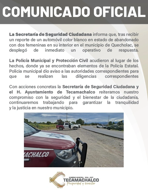 La SSC de Tecamachalco afirma que contribuye a las investigaciones por el asesinato de dos mujeres en Quecholac.