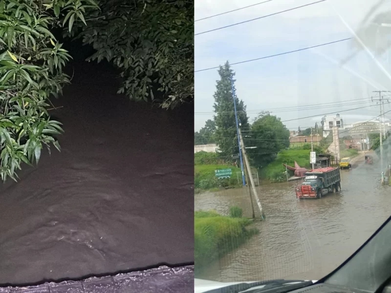 Lateral de la autopista México-Puebla continúa bajo el agua después de la lluvia del jueves
