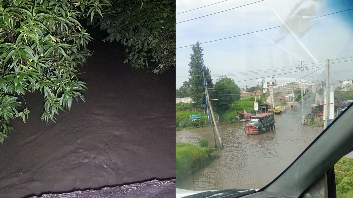 Lateral de la autopista México-Puebla continúa bajo el agua después de la lluvia del jueves