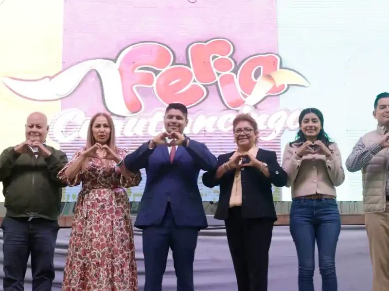 El presidente municipal Omar Muñoz en la inauguración de la Feria Cuautlancingo 2025.