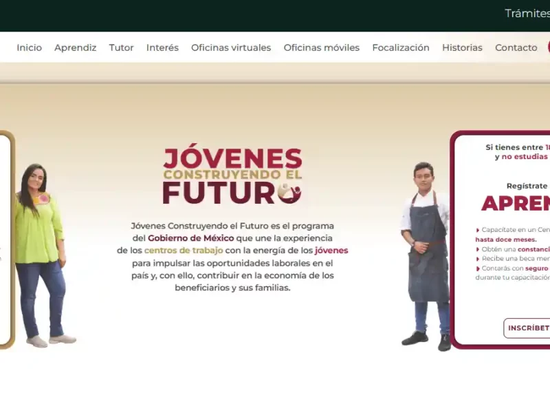 Página para realizar el registro para el programa Jóvenes Construyendo el Futuro 2025.