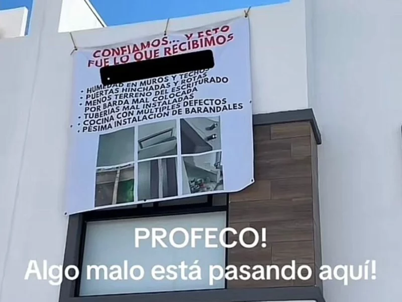 Vecinos exhiben mala calidad de las casas del fraccionamiento Elemento en Cuautlancingo