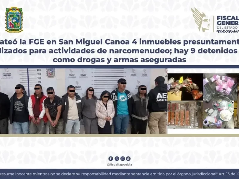 Catean cuatro picaderos en Canoa, hay nueve detenidos