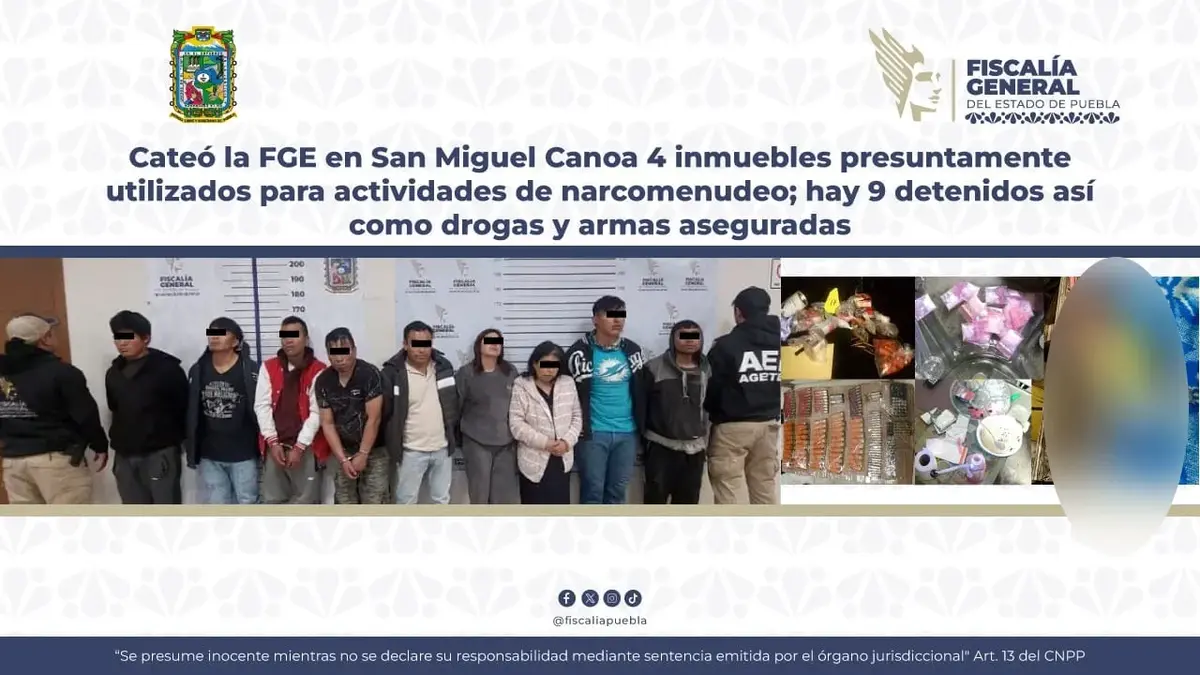 Catean cuatro picaderos en Canoa, hay nueve detenidos