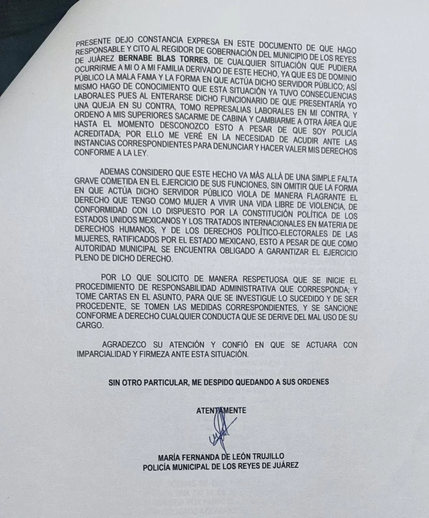 La denuncia fue presentada por escrito al presidente municipal, Alfonso Vélez Merino.