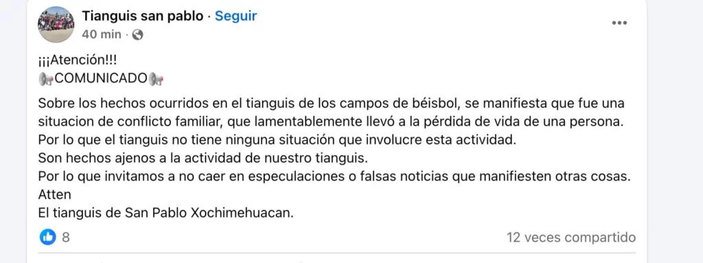 El comerciante ejecutado en San Pablo Xochimehuacan apenas estaba poniendo su puesto cuando lo sorprendieron.
