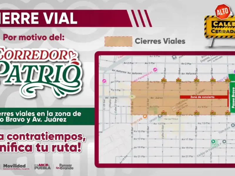Cierres viales y medidas de movilidad por Corredor Patrio 2025.