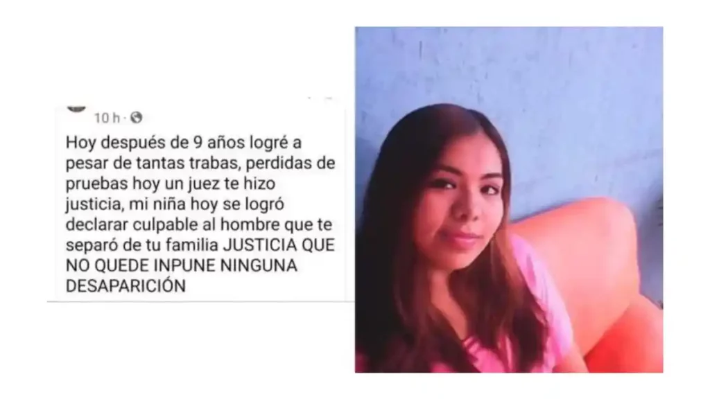 Mensaje publicado en redes sociales de Maricela, la madre de Karina.