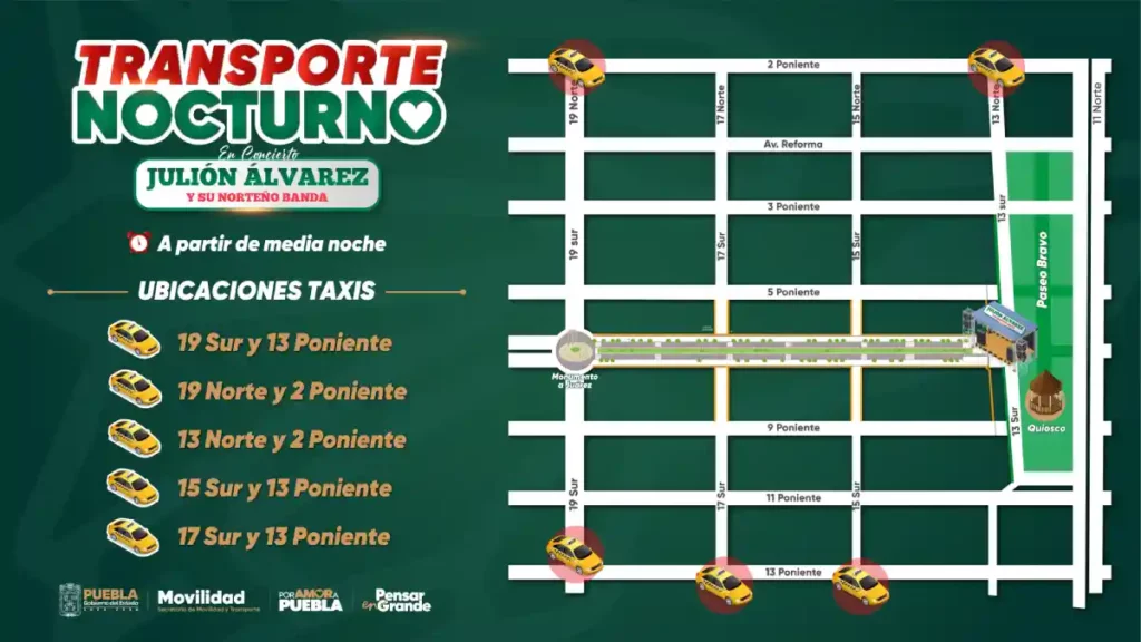 Servicio de taxis en el concierto de Julión Álvarez.