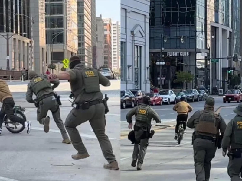 VIDEO: Repartidor en bicicleta huye de redada del ICE en Chicago  