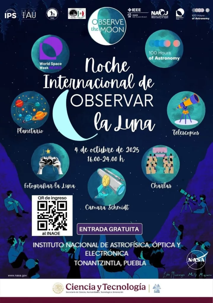 El 4 de octubre, podrás disfrutar la Noche Internacional de Observar la Luna en Puebla.  