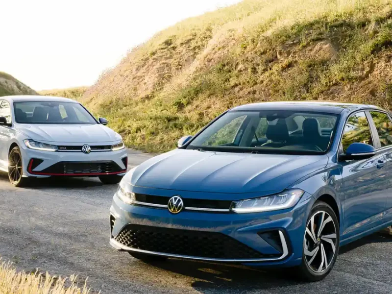 Jetta 2025 en color azul y blanco.