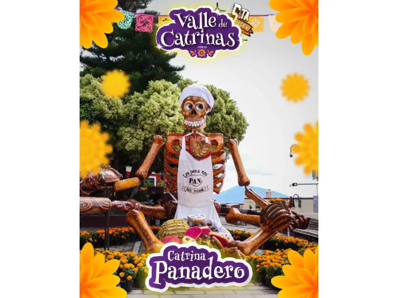 “La Catrina El Panadero”: un homenaje al oficio más sabroso en el Valle de Catrinas en Atlixco.