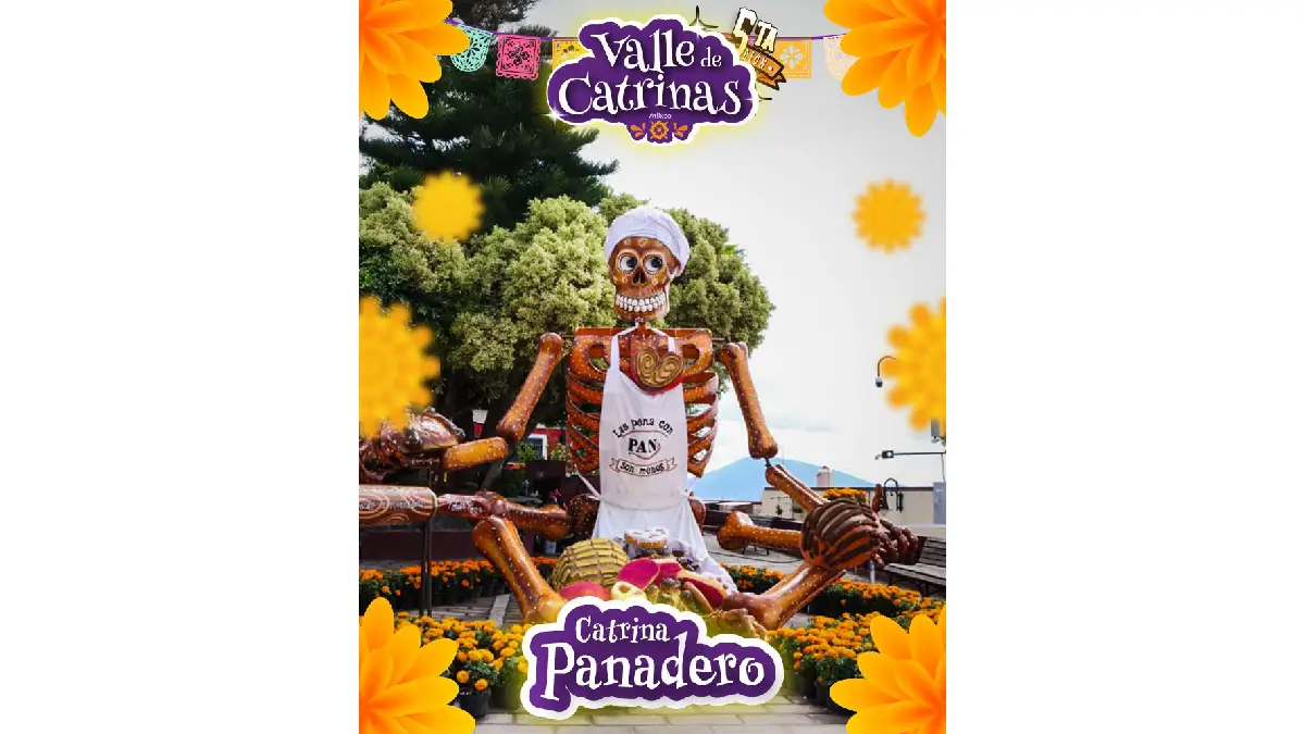 “La Catrina El Panadero”: un homenaje al oficio más sabroso en el Valle de Catrinas en Atlixco.