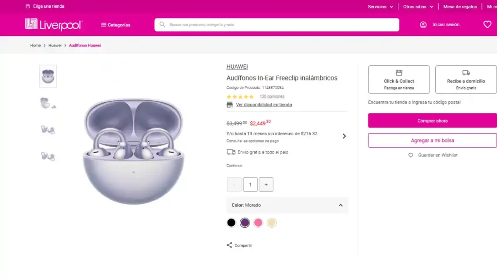 Audífonos Freeclip Huawei.