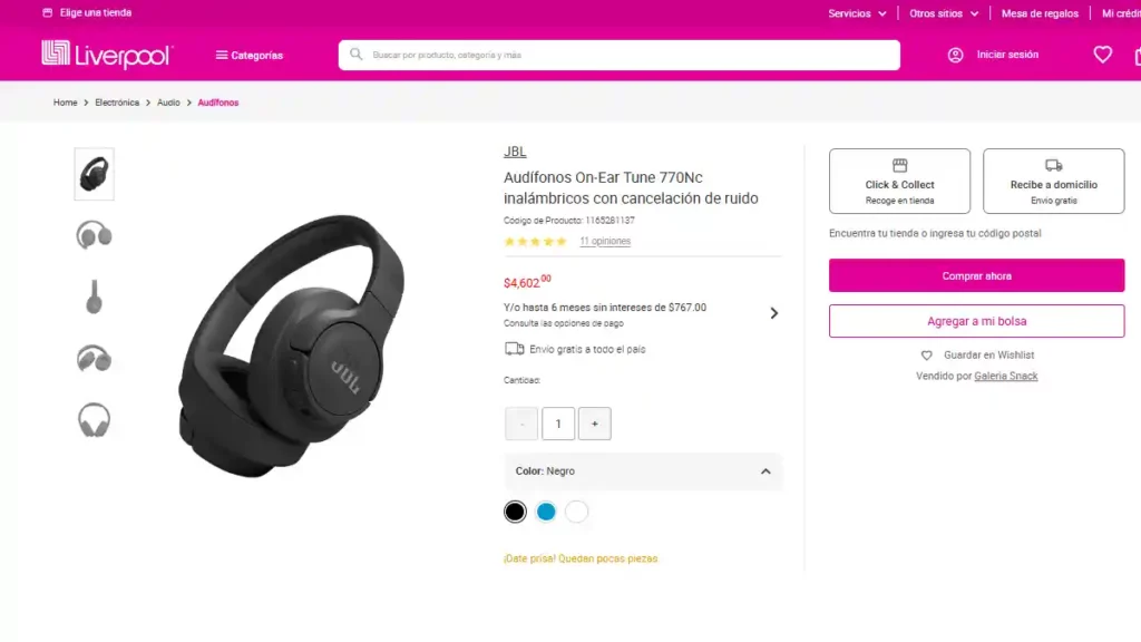 Audifonos JBL negros.