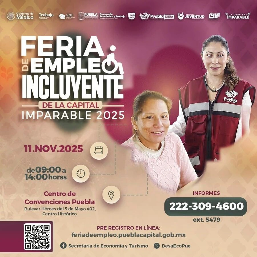 El Ayuntamiento presenta la cuarta Feria del Empleo Incluyente en Puebla. 