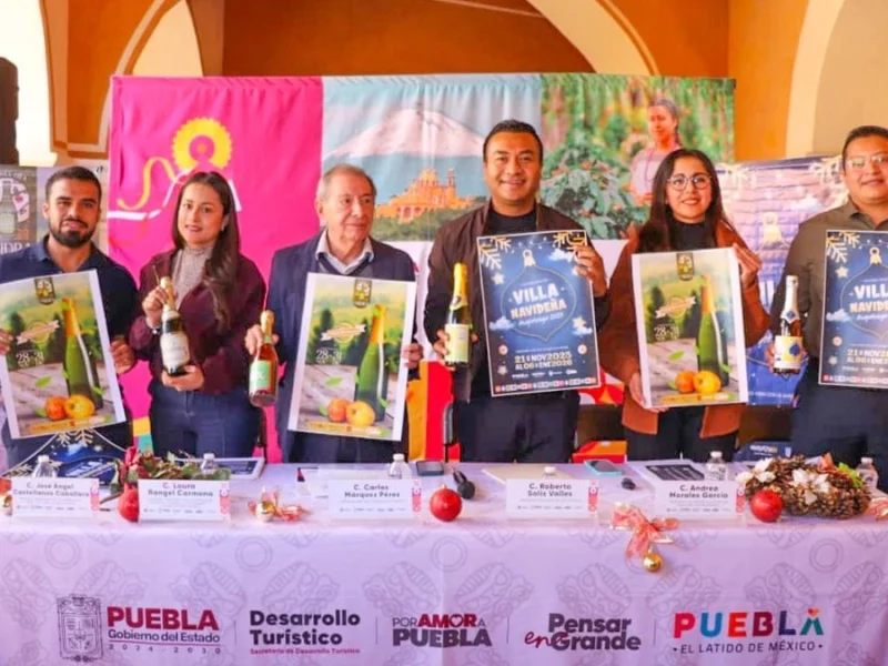 El edil Roberto Solís presenta la Villa Navideña 2025 y la Feria de la Sidra de Huejotzingo