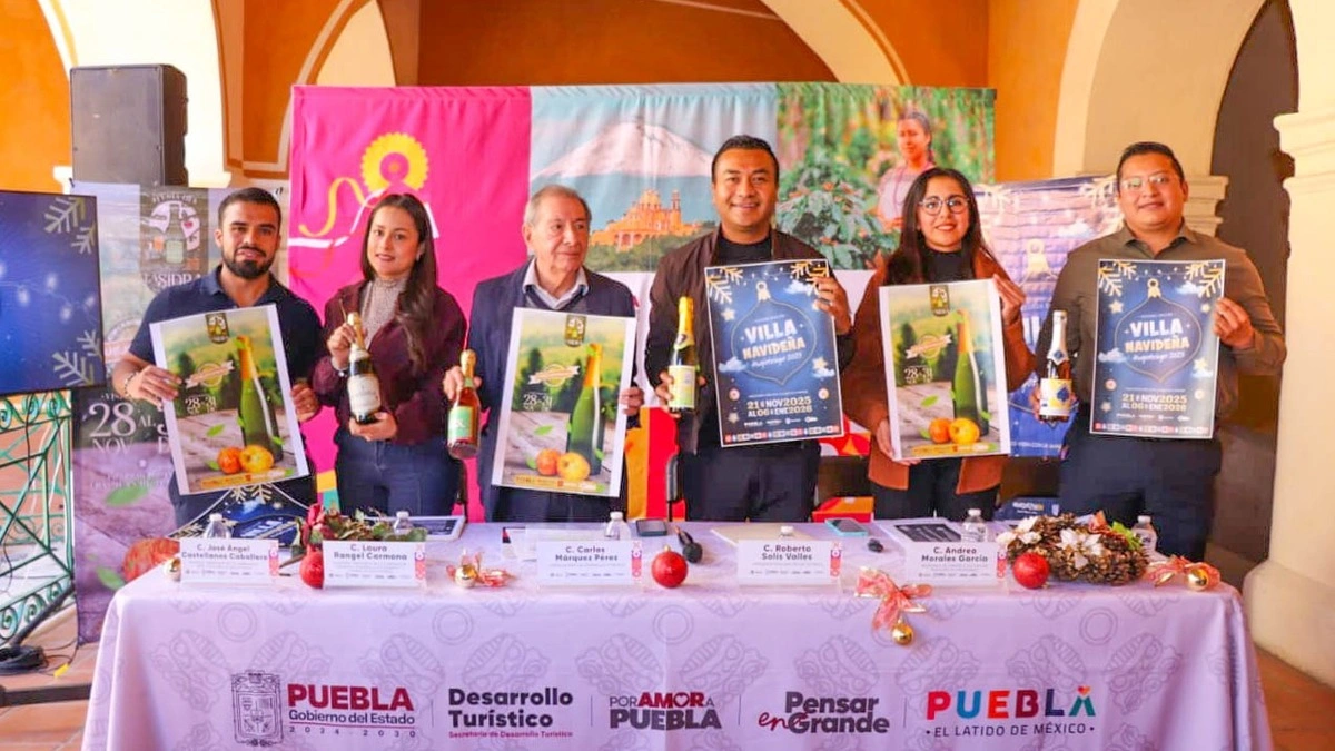 El edil Roberto Solís presenta la Villa Navideña 2025 y la Feria de la Sidra de Huejotzingo