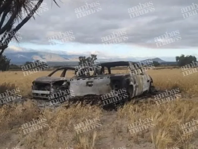 Hallan calcinadas las dos camionetas usadas en la emboscada de Huixcolotla