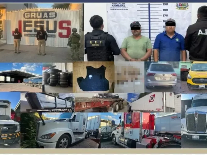 Durante cateo en Tecamachalco, detienen a dos con vehículos robados, droga y equipo táctico